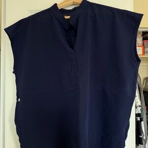 Figs Dark Blue Sleeveless Scrub Top